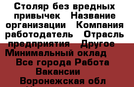 Столяр без вредных привычек › Название организации ­ Компания-работодатель › Отрасль предприятия ­ Другое › Минимальный оклад ­ 1 - Все города Работа » Вакансии   . Воронежская обл.,Нововоронеж г.